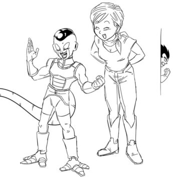 Dibujo de Dibujando a Frieza y Bulma para Colorear