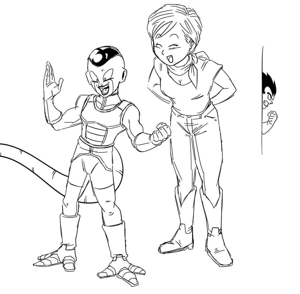 Dibujo de Dibujando a Frieza y Bulma para Colorear