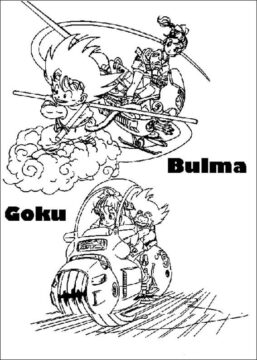Dibujo de Goku y Bulma para Colorear