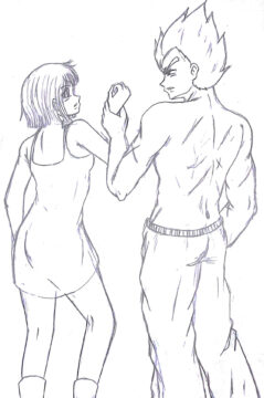 Dibujo de Pareja Bulma y Vegeta para Colorear