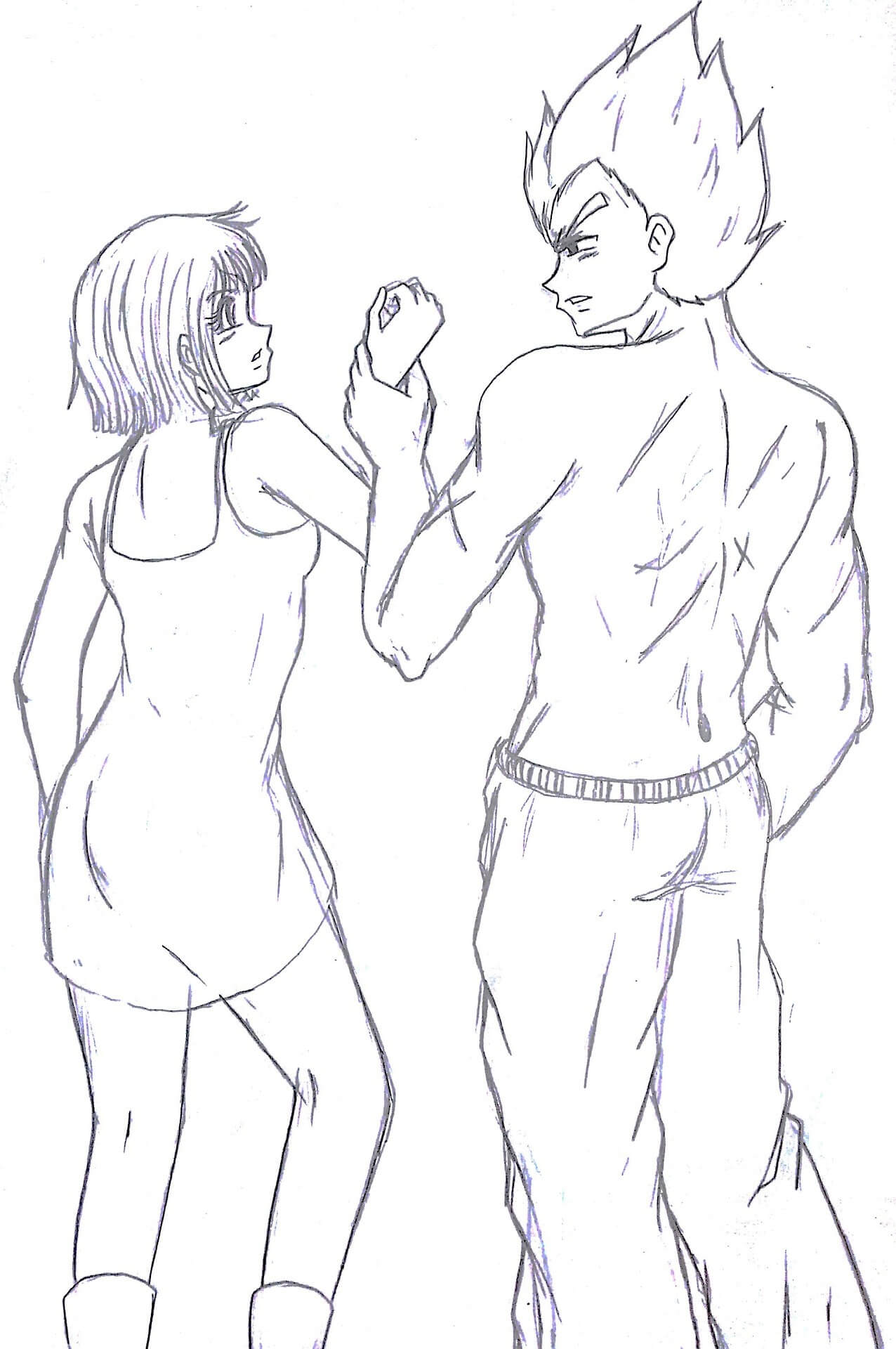 Dibujo de Pareja Bulma y Vegeta para Colorear