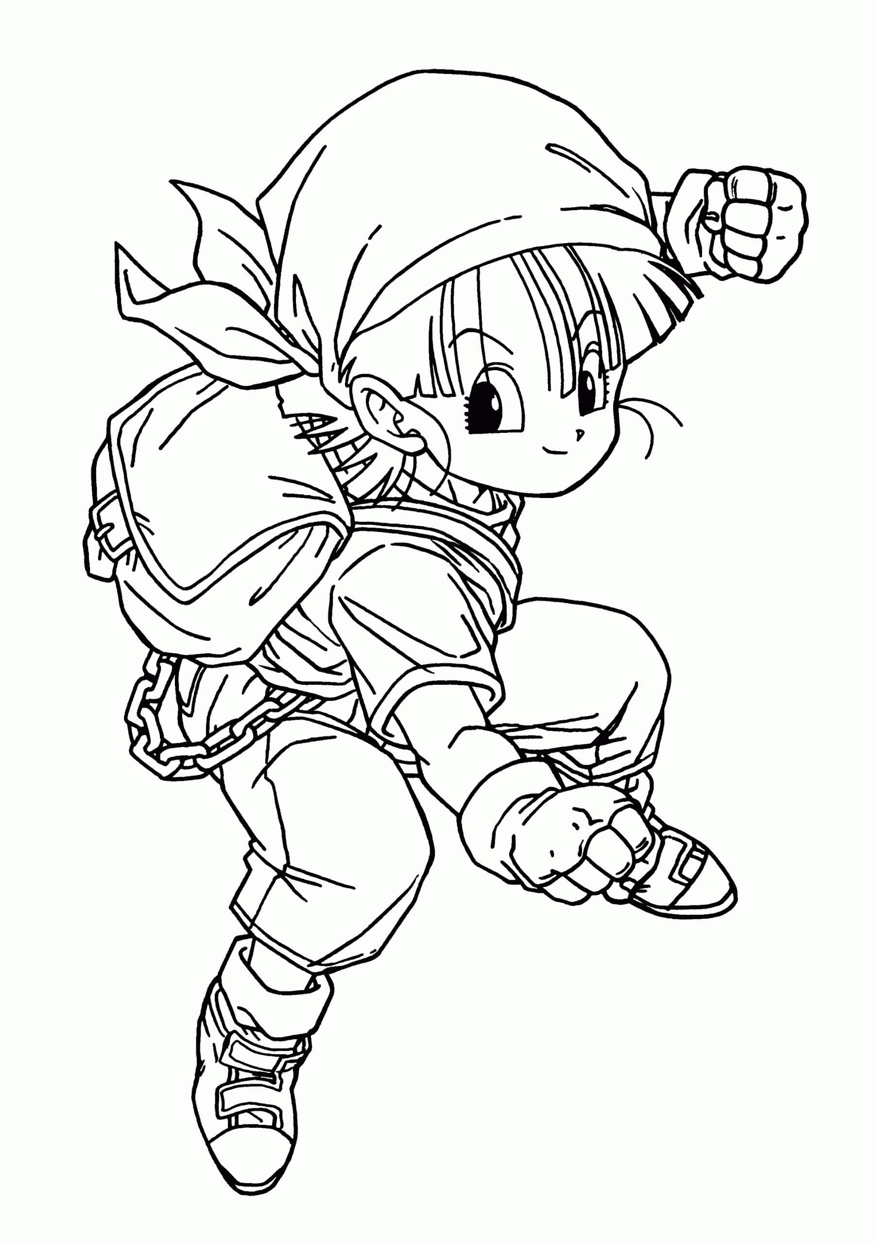Dibujo de Pequea Bulma Peleando para Colorear