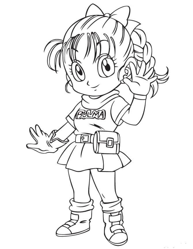 Dibujo de Pequea Bulma Sonriendo para Colorear