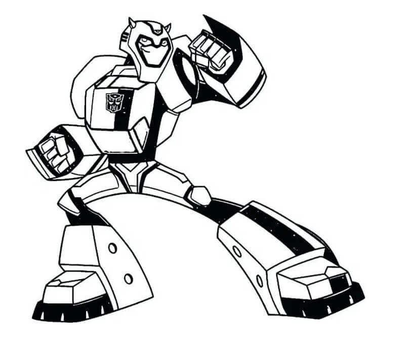 Dibujo de Accin de Bumblebee de Dibujos Animados para Colorear