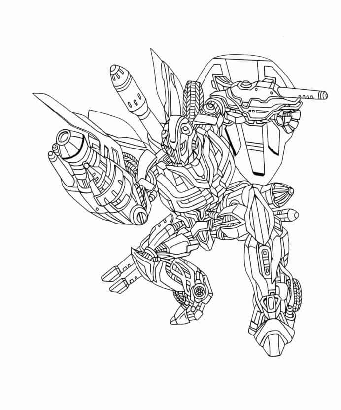 Dibujo de Bumblebee con Armas para Colorear