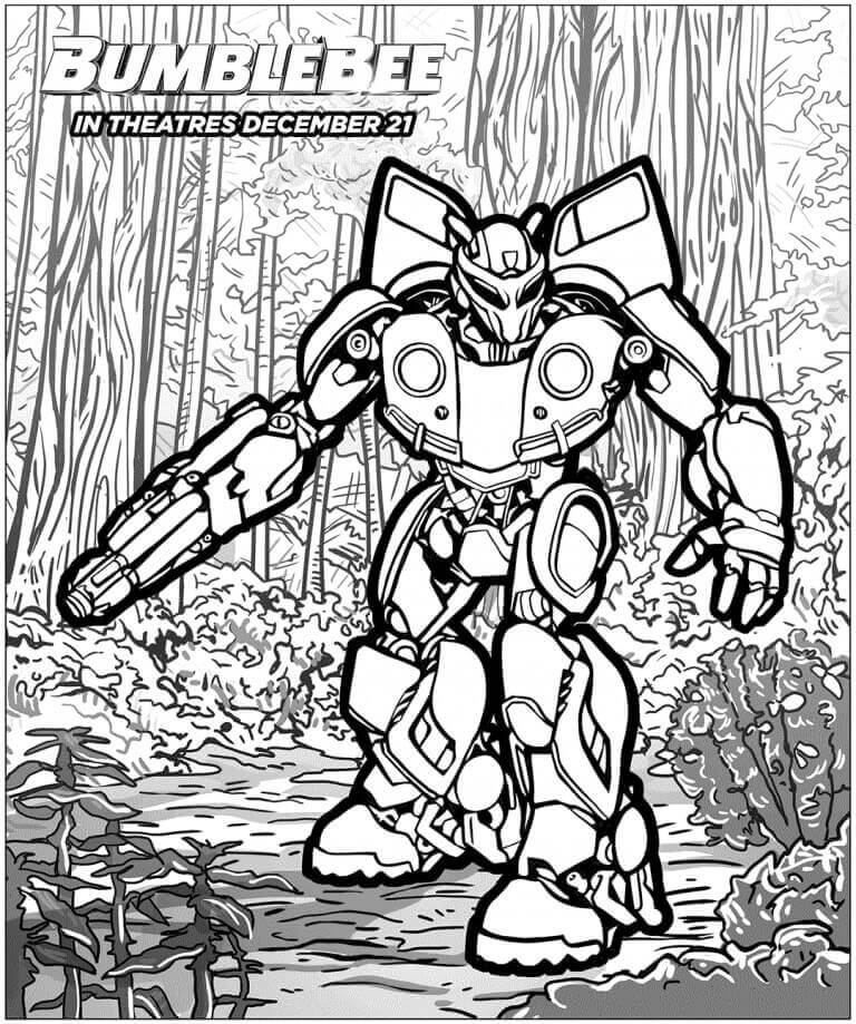 Dibujo de Bumblebee en el Bosque para Colorear