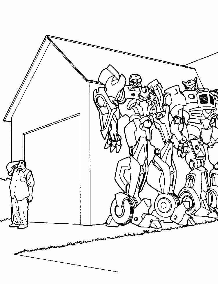 Dibujo de Bumblebee Se Esconde para Colorear