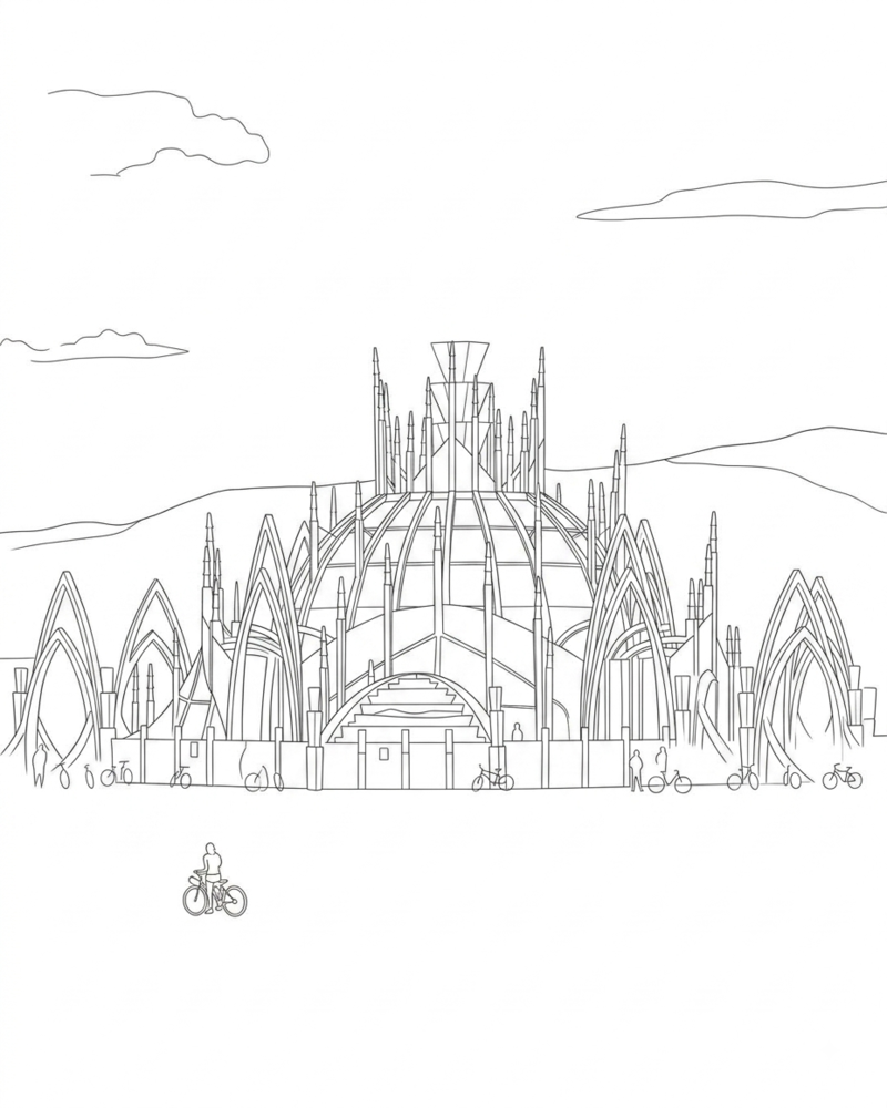 Dibujo de Arte del Templo Burning Man página para Colorear