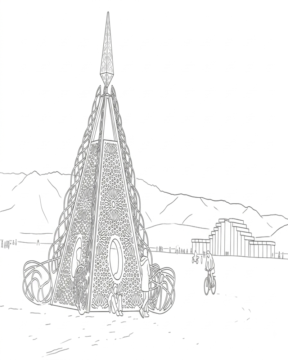 Dibujo de Instalación artística del Desierto Burning Man páginas para Colorear