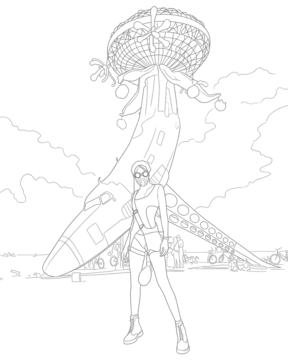 Dibujo de Instalación artística Futurista Burning Man página para Colorear
