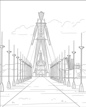 Dibujo de Templo Burning Man página para Colorear1 para Colorear