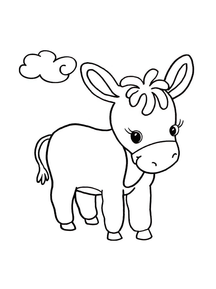 Dibujo de Beb Burro con Nube para Colorear