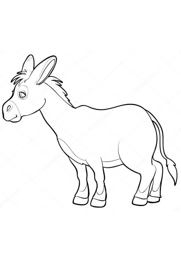 Dibujo de Bonito Burro para Colorear