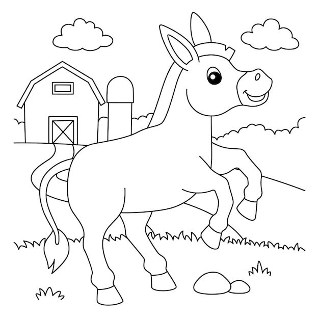 Dibujo de Burro Cerca de la Granja para Colorear