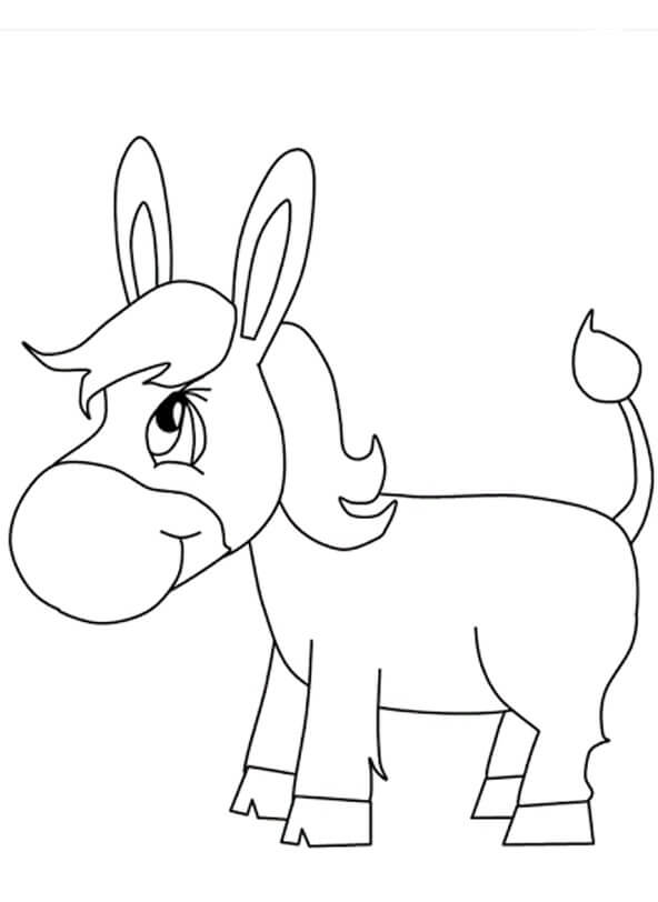 Dibujo de Burro de Dibujos Animados para Colorear