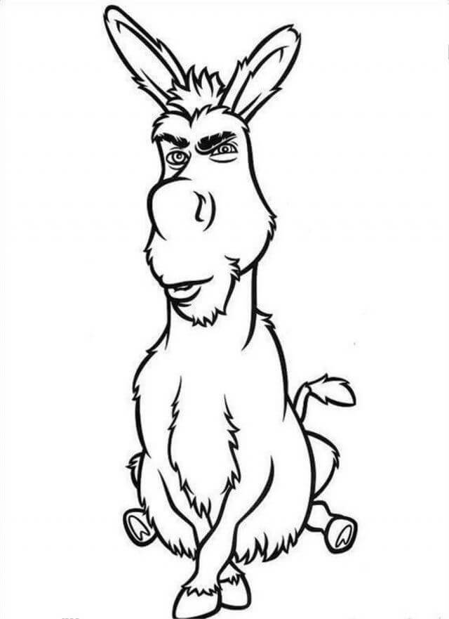 Dibujo de Burro Divertido Sentado para Colorear