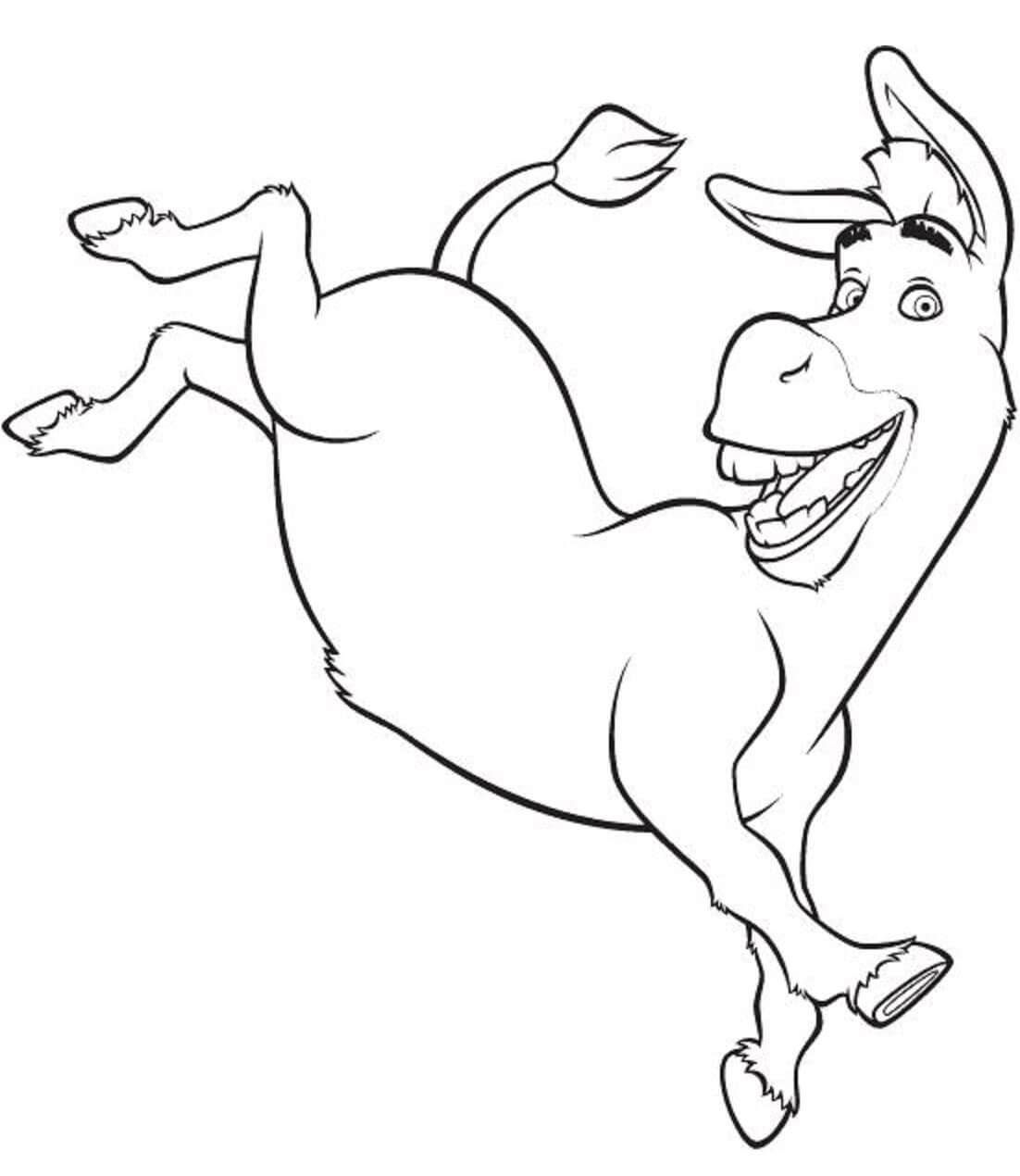 Dibujo de Burro Divertido de Dibujos Animados para Colorear