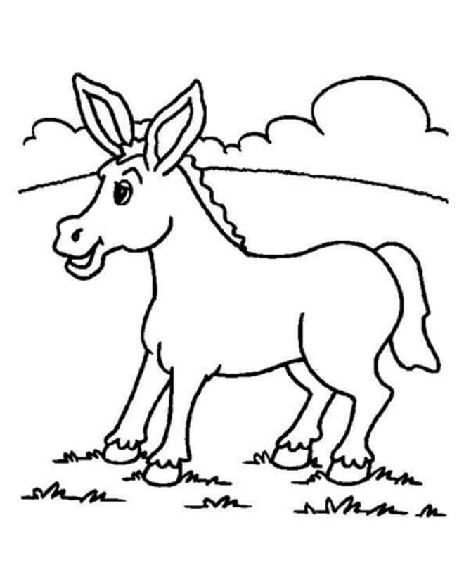 Dibujo de Burro Simple para Colorear