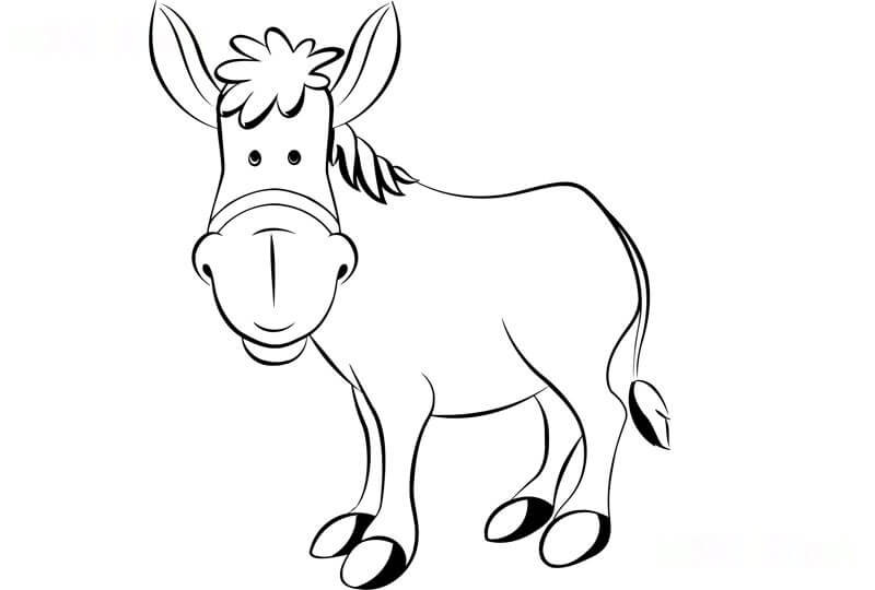 Dibujo de Burro Sonriente para Colorear