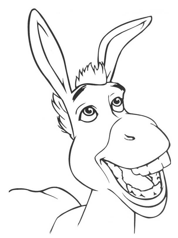 Dibujo de Cara de Burro Divertido para Colorear