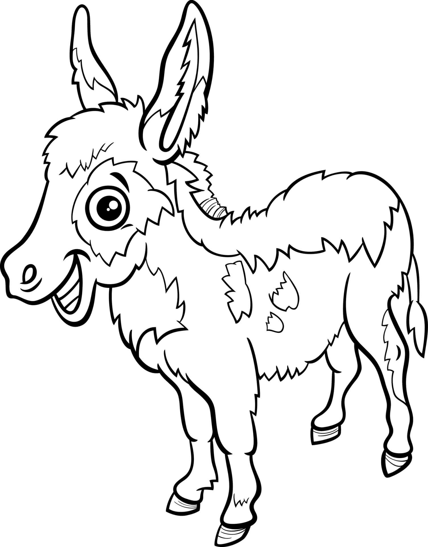 Dibujo de Animados Beb Burro Animal de Granja para Colorear