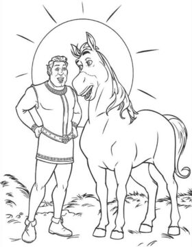 Dibujo de Hombre Hablando con Burro para Colorear