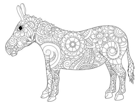 Dibujo de Mandala de Burro para Colorear