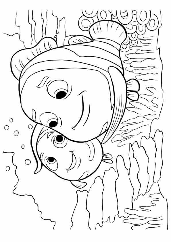 Dibujo de Mamá y Nemo para Colorear