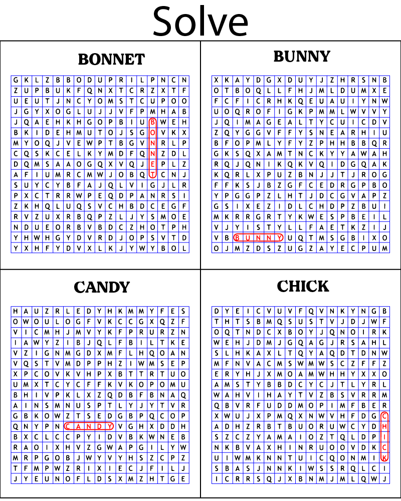 Dibujo de Easter Word Searches Answer Number Two Coloring Page para Colorear