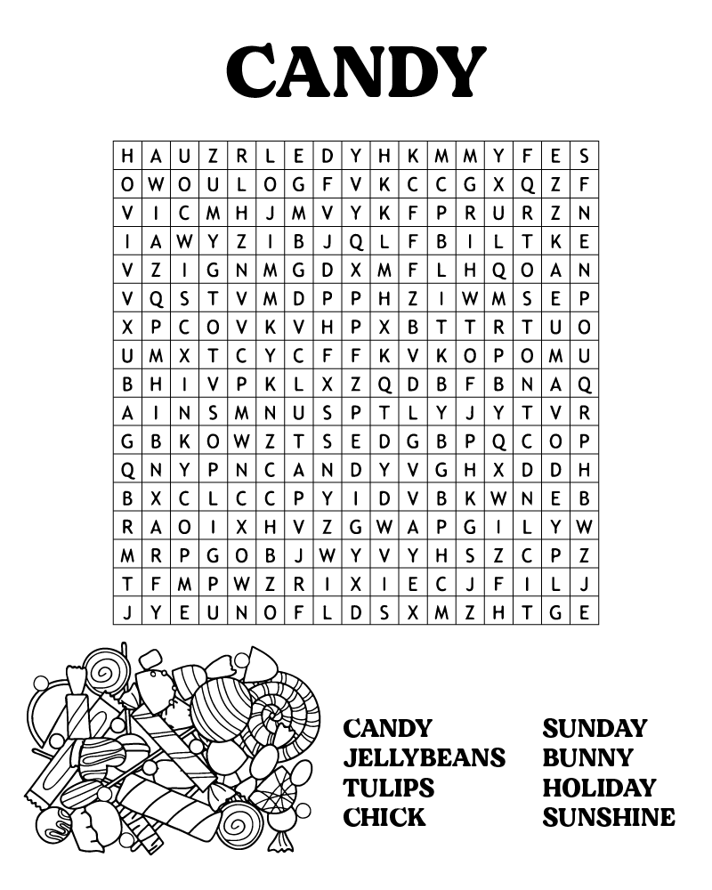 Dibujo de Easter Word Searches Candy Coloring Page para Colorear