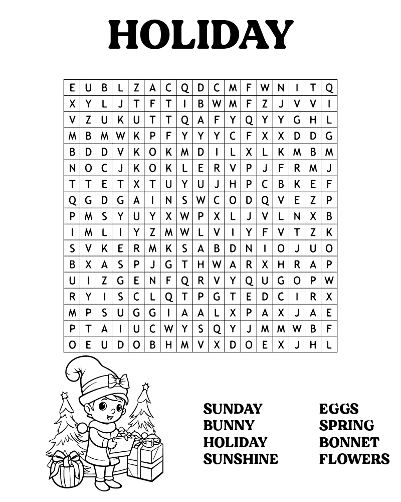 Dibujo de Easter Word Searches Holiday Coloring Page para Colorear