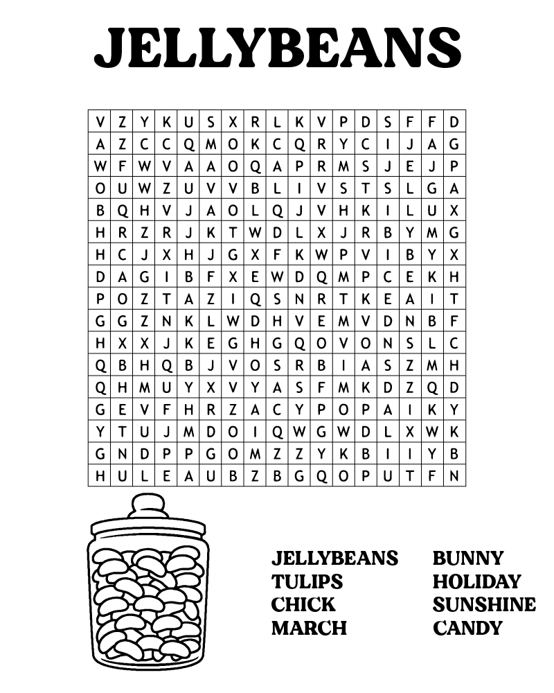 Dibujo de Easter Word Searches Jellybeans Coloring Page para Colorear