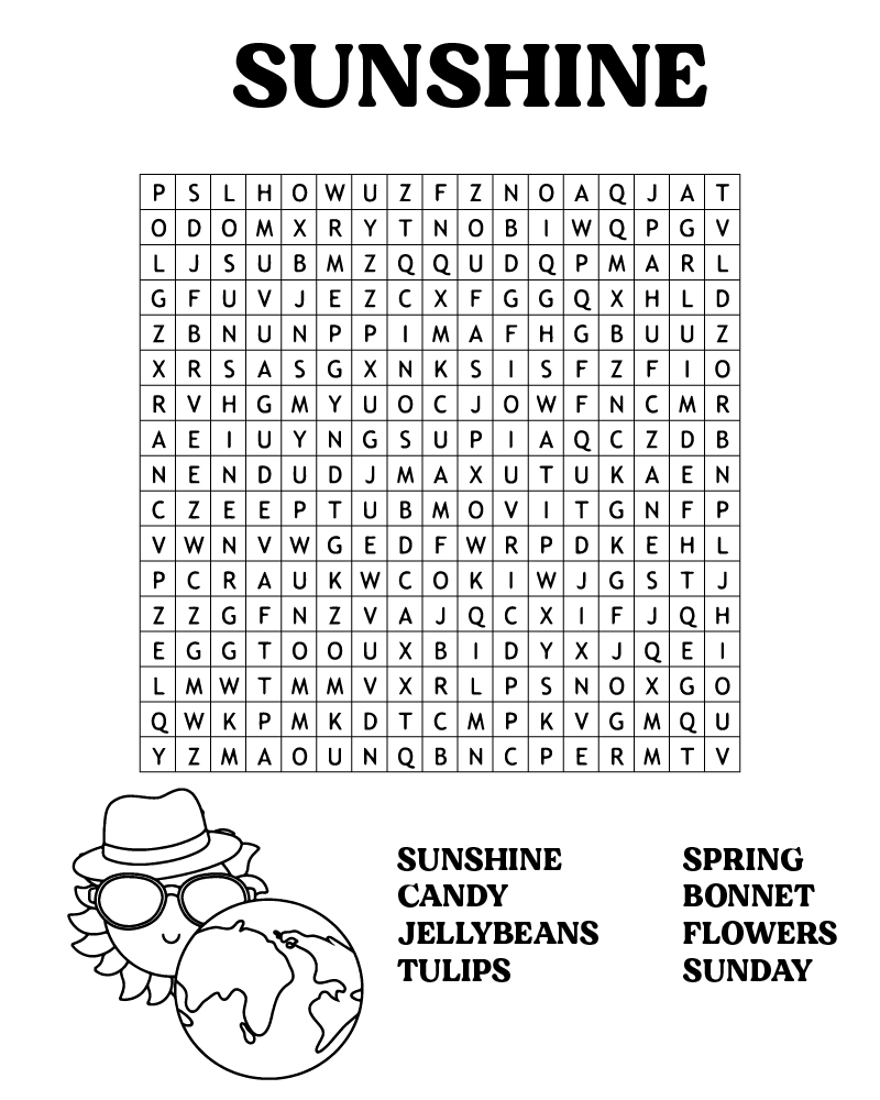 Dibujo de Easter Word Searches Sunshine Coloring Page para Colorear