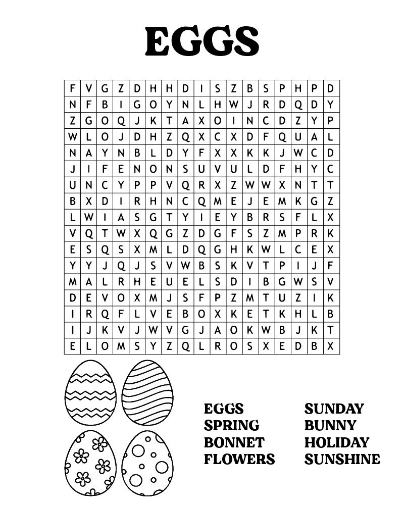 Dibujo de Free Printable Easter Word Searches Coloring Page para Colorear