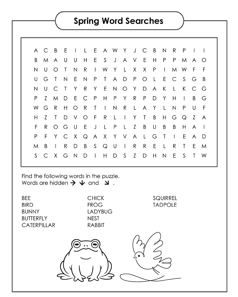 Dibujo de Easy Spring Word Searches Coloring Page para Colorear