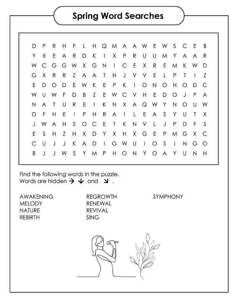 Dibujo de Free Printable Spring Word Search Puzzles For Adult Coloring Pagespng para Colorear