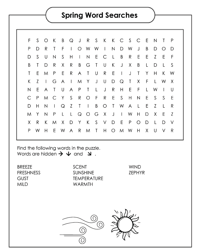 Dibujo de Fun Spring Word Search Coloring Pagespng para Colorear