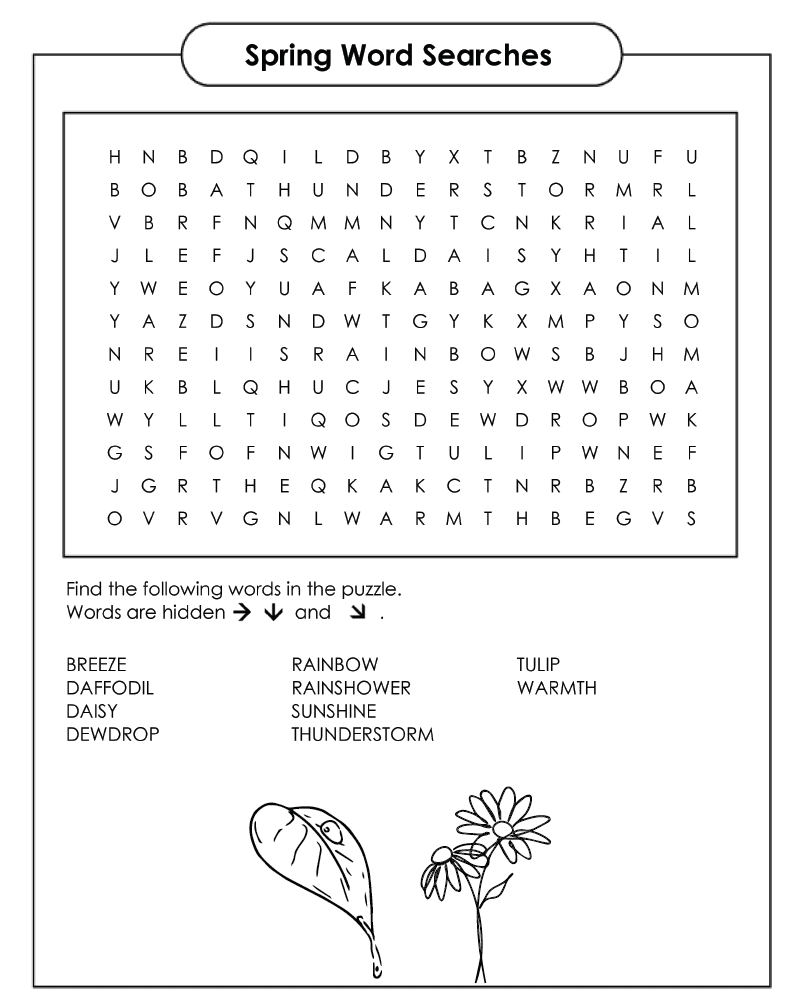 Dibujo de Happy Spring Word Search Coloring Pagespng para Colorear