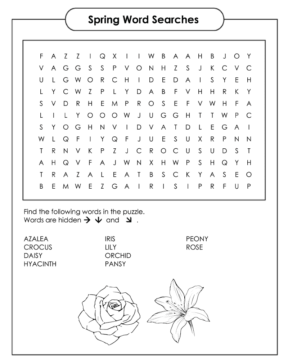 Dibujo de Spring Word Searches Coloring Page para Colorear