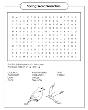 Dibujo de Spring Word Searches Free Coloring Page para Colorear
