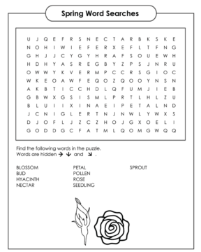 Dibujo de Spring Word Searches Free Easy Printable Coloring Page para Colorear