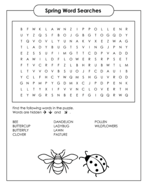 Dibujo de Spring Word Searches Printable Coloring Page para Colorear