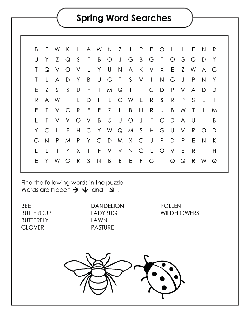 Dibujo de Spring Word Searches Printable Coloring Page para Colorear