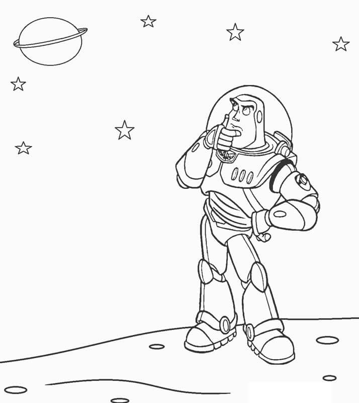 Dibujo de Buzz Lightyear en el Planeta para Colorear