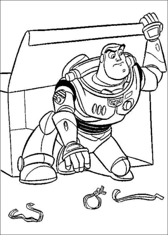 Dibujo de Buzz Lightyear Se Esconde para Colorear
