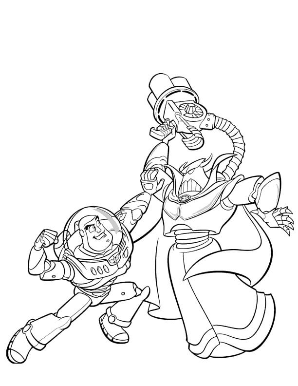Dibujo de Buzz Lightyear Vs Monstruo para Colorear