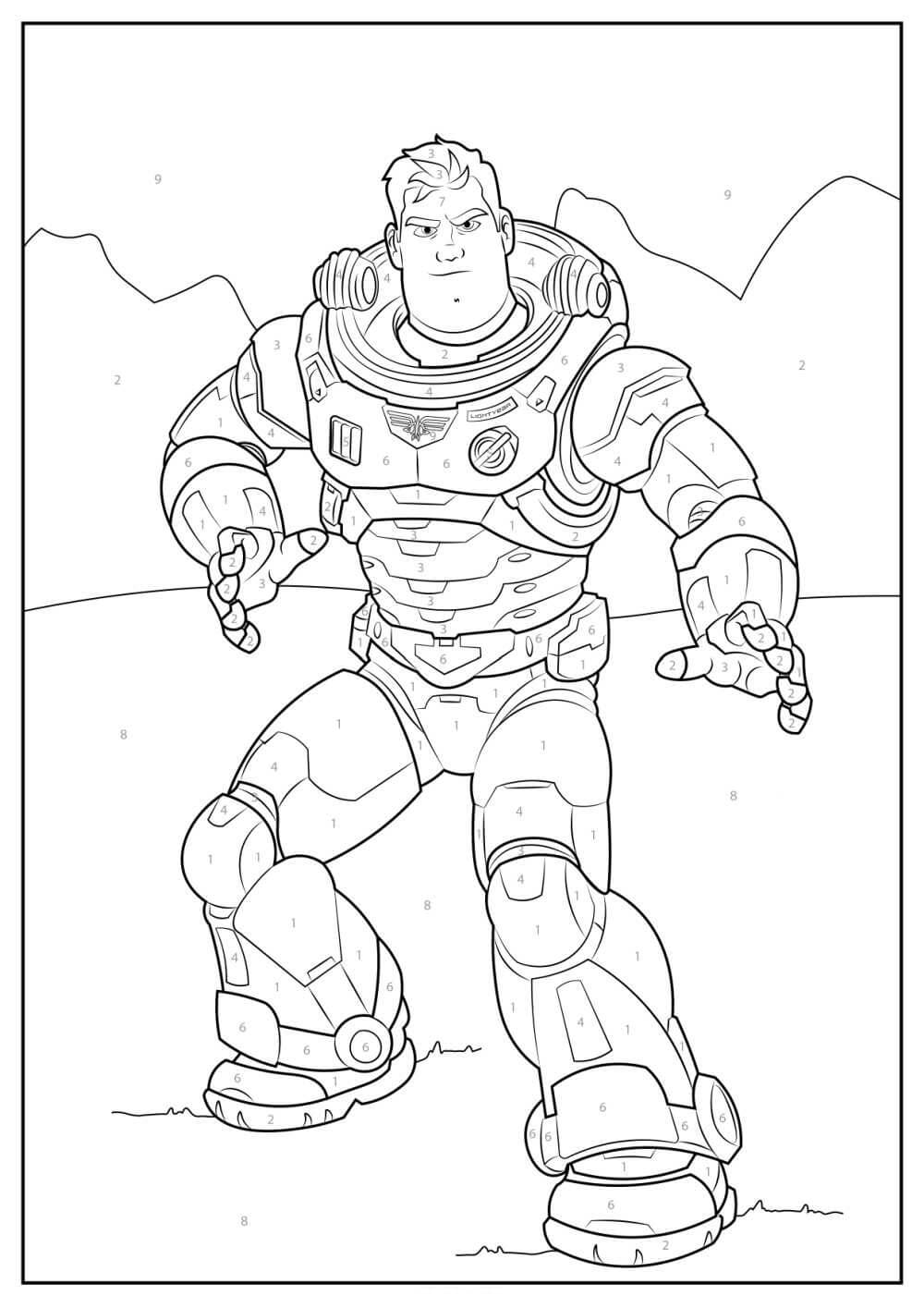 Dibujo de Colorear por números a Buzz Lightyear para Colorear