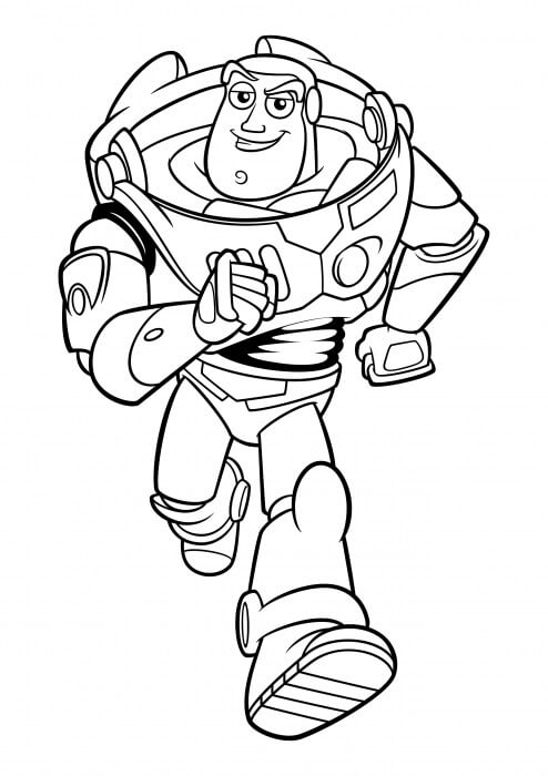 Dibujo de Riendo Buzz Lightyear Corriendo para Colorear