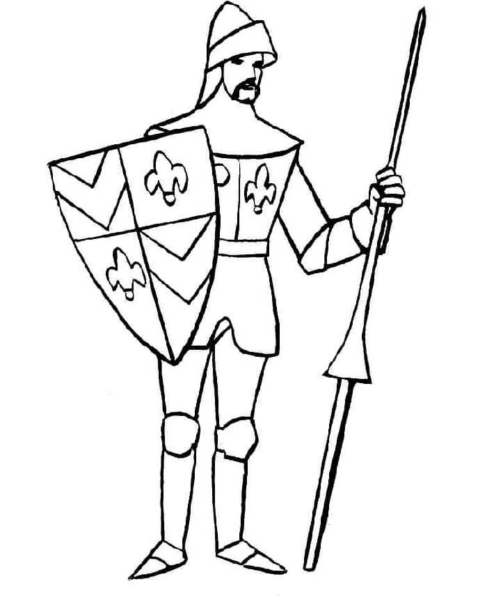 Dibujo de Caballero Tenencia Escudo para Colorear