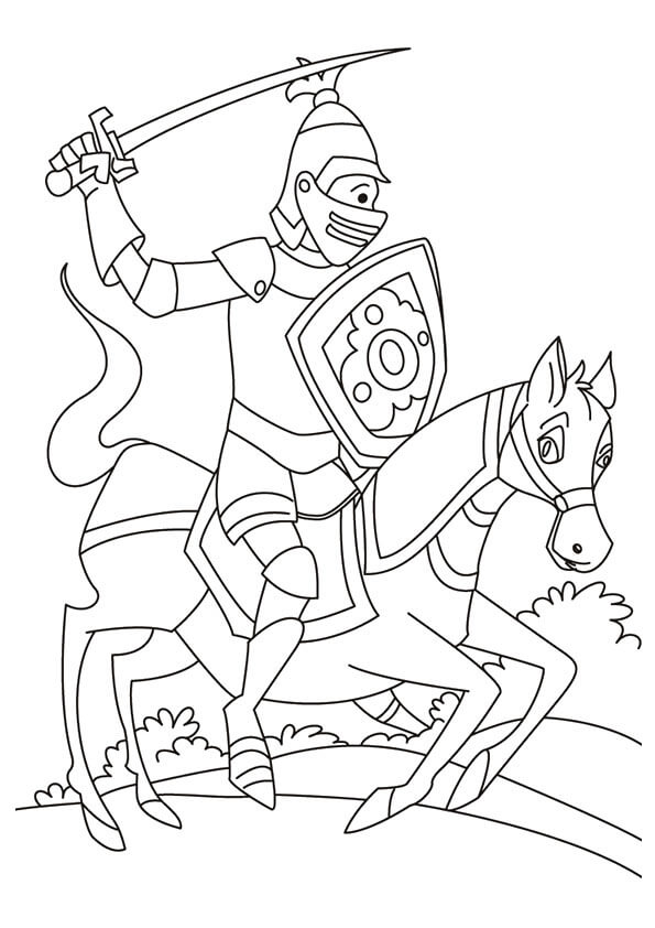 Dibujo de Caballero a Caballo para Colorear